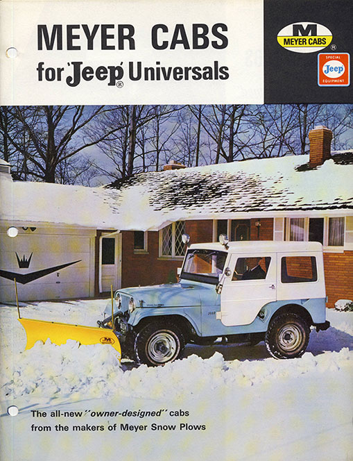 Vintage Willys Jeep advertisement with Meyer cab and snow plow, circa 1965.