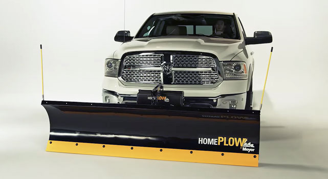 The famous Meyer Home Plow attached to a 2014 RAM 1500 pickup truck.