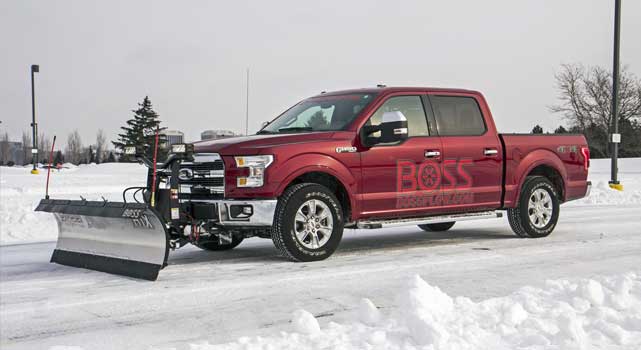 Boss snow plow on a Ford F150